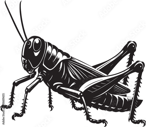 Grasshopper Silhouette isolated on a white background Minimalist Grasshopper vector illustration
