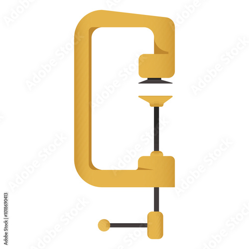 A yellow clamp tool depicted on a white background. Vector illustration