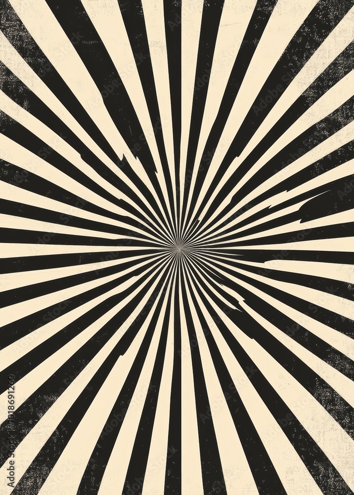 Obraz premium Dynamic black and white radial pattern creating a vintage hypnotic effect.