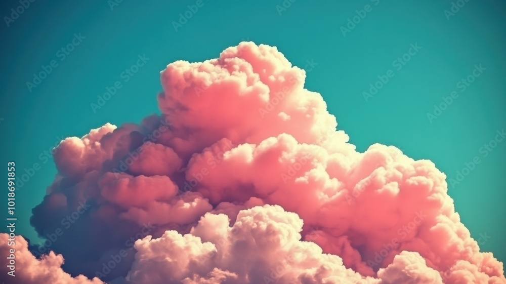 Pink fluffy clouds against a blue sky, perfect for dreamy backgrounds. Pink fluffy clouds against a blue sky, perfect for dreamy backgrounds.