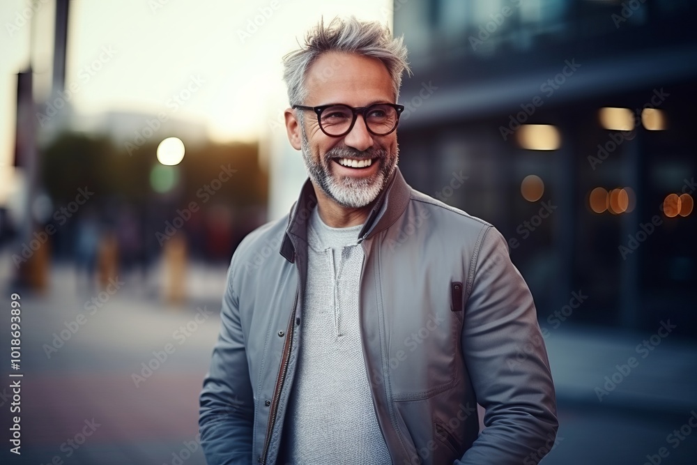 Portrait of a handsome mature man in the city at sunset. Portrait of a handsome mature man in the city at sunset.