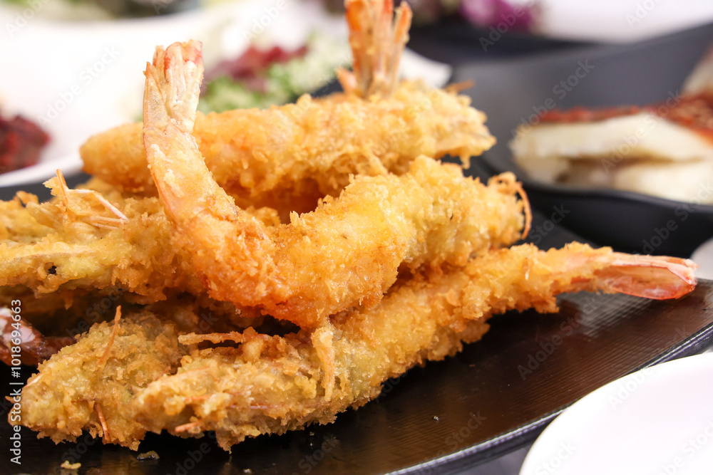 Fried food. Korean style fried shrimp Fried food. Korean style fried shrimp
