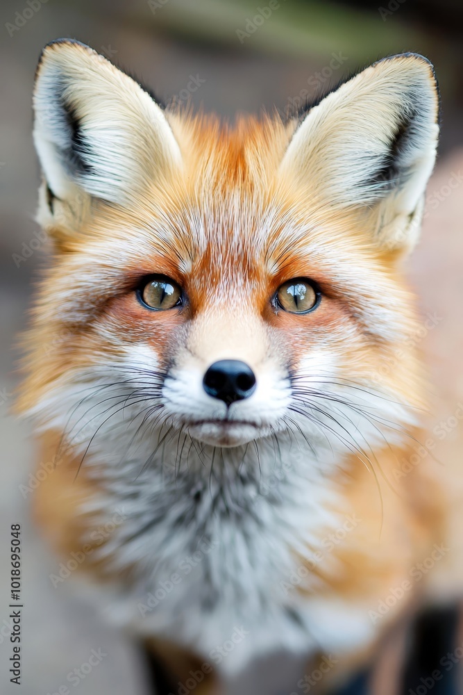 A tight shot of a fox's visage with hazy, indistinct features and eyes A tight shot of a fox's visage with hazy, indistinct features and eyes