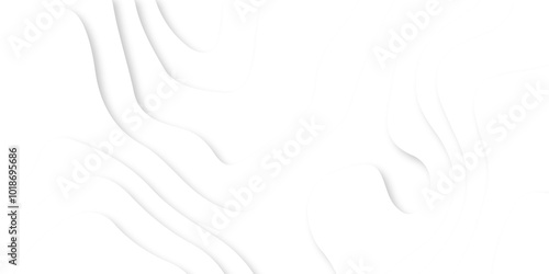 Vector white art papercut design Topographic geometric map relief texture with curved layers. Abstract luxury white modern 3d papercut, topography map circle and wave line smooth multilayer pattern. 