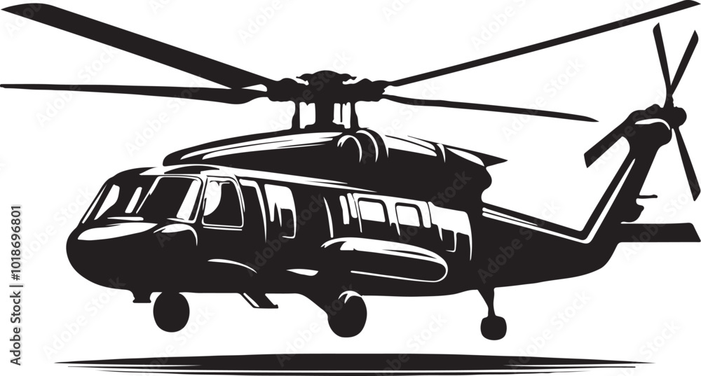 Fototapeta premium Military helicopter vector silhouette 