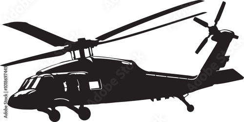 Military helicopter vector silhouette 