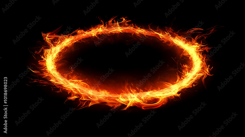 Intense Flame Circle Illuminating a Pitch-Black Background Intense Flame Circle Illuminating a Pitch-Black Background