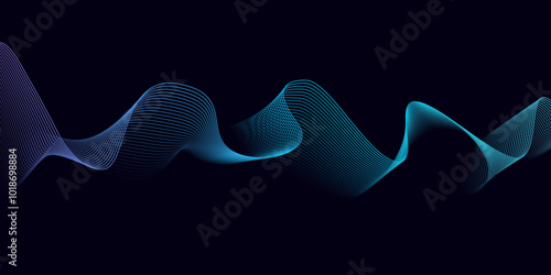Abstract gradient wave background design. Wave design in black background. Abstract wave background design. Wave. Illustration. Vector. 
