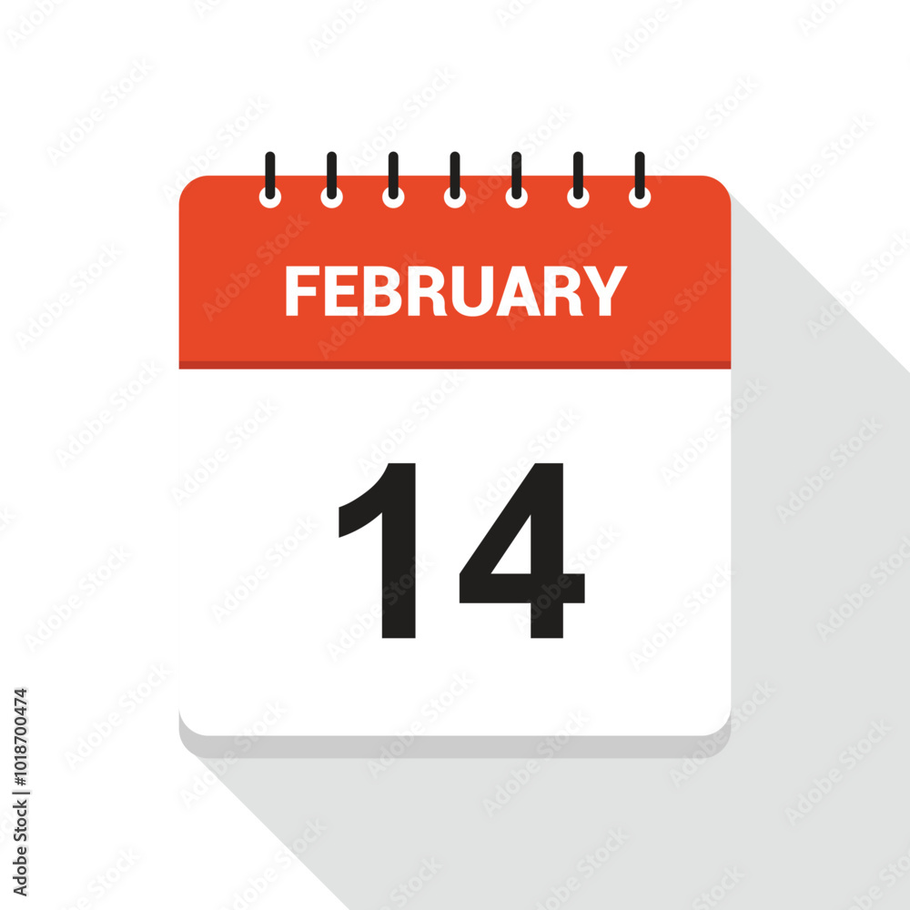 Fototapeta premium February 14 Calendar Date Icon
