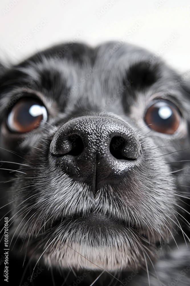 A tight shot of a mournful canine's face, showcasing its expressive eyes and prominent schnoz A tight shot of a mournful canine's face, showcasing its expressive eyes and prominent schnoz