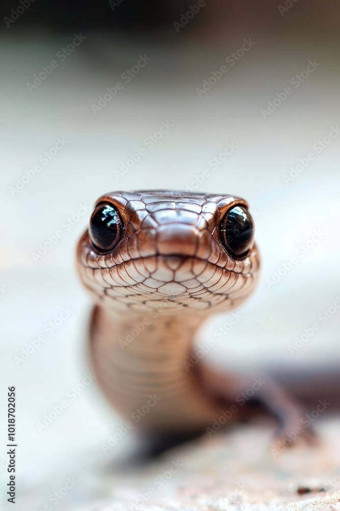 A tight shot of a snake's head on a textured stone background, the surroundings softly blurred A tight shot of a snake's head on a textured stone background, the surroundings softly blurred