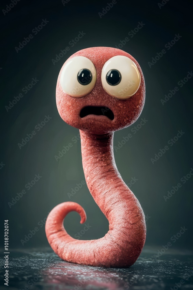 Fototapeta premium A red object with a shocked expression, set against a black backdrop