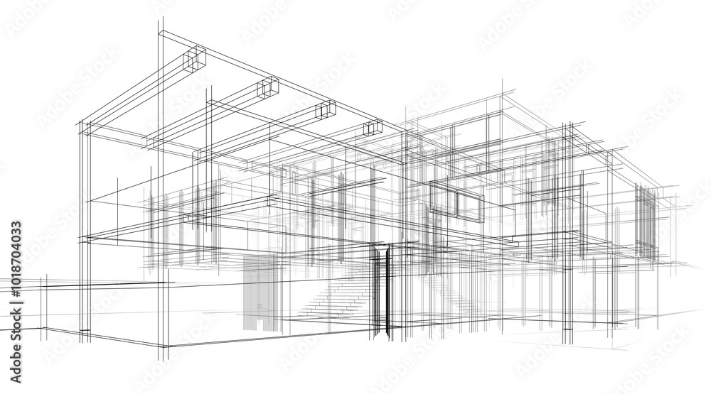 Sketch of modern house 3d rendering Sketch of modern house 3d rendering