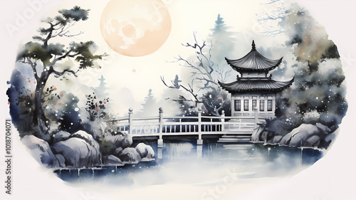 Chinese Gardens in Ink Paintings