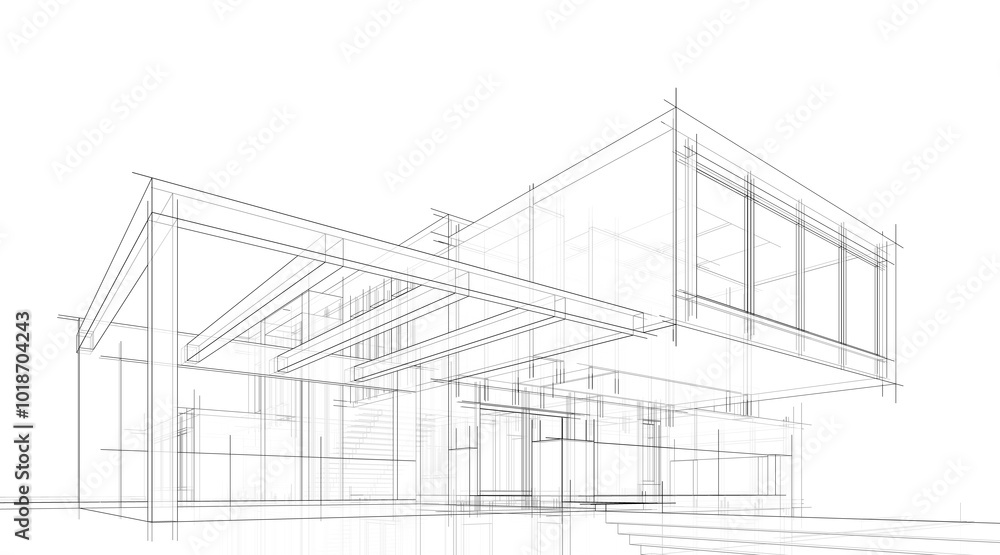 Sketch of modern house 3d rendering Sketch of modern house 3d rendering