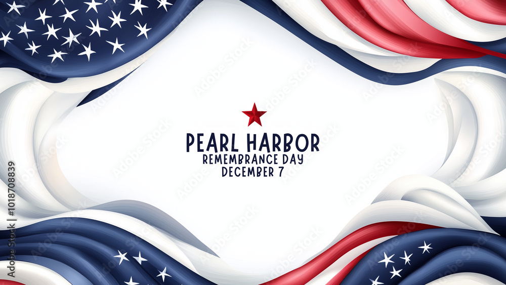 Naklejka premium Background Pearl Harbor remembrance with American flags and text in between