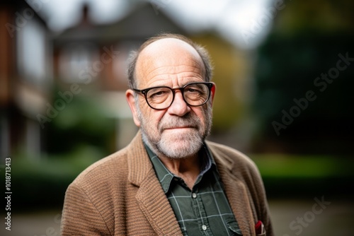 Portrait of a senior man with eyeglasses in the garden