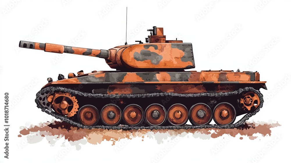 A detailed vector illustration of a German Tiger tank, depicted on a white background. The illustration captures the tank’s iconic design, including its robust structure, turret, and tracks A detailed vector illustration of a German Tiger tank, depicted on a white background. The illustration captures the tank’s iconic design, including its robust structure, turret, and tracks