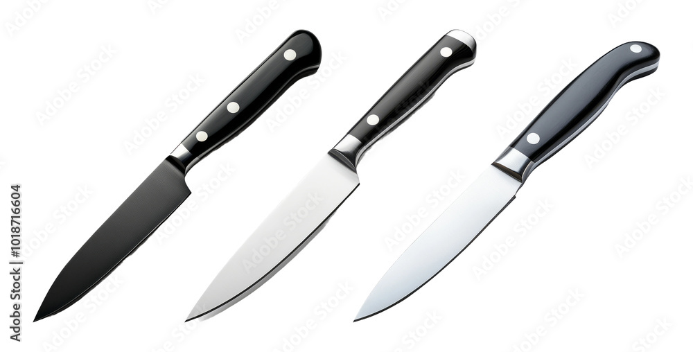 Obraz premium Set of kitchen knives on a transparent background
