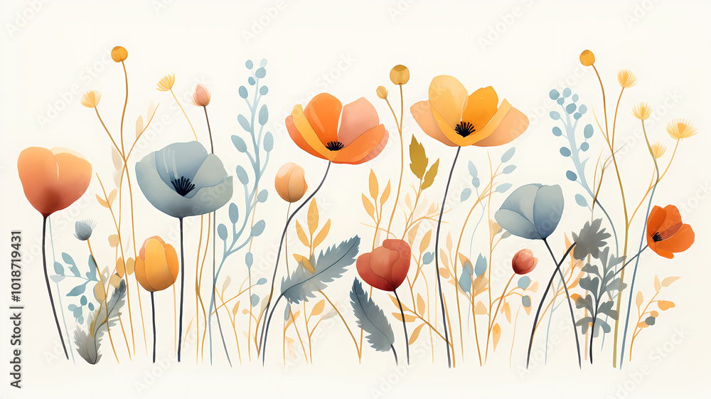 Naklejka premium Watercolor flower background