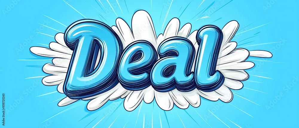 Bright blue graphic featuring the word 'Deal' with dynamic clouds and rays in the background. Bright blue graphic featuring the word 'Deal' with dynamic clouds and rays in the background.