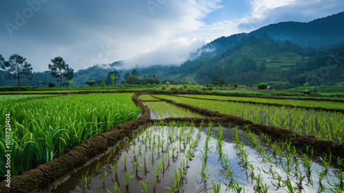 Agricultural fields using water-efficient irrigation methods, showcasing sustainable water management in farming