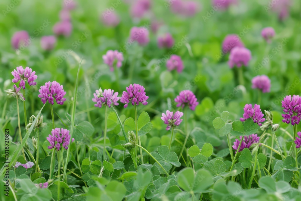 Clover Field - Fresh Green Alfalfa and Lucerne Suckling Trefoil on a Spring Meadow Clover Field - Fresh Green Alfalfa and Lucerne Suckling Trefoil on a Spring Meadow