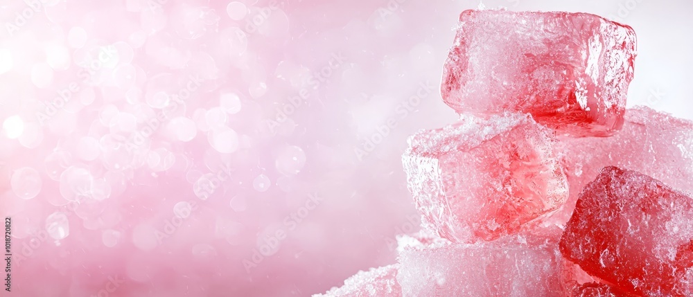 A stack of ice cubes atop a table, with additional ice cubes piled on top A stack of ice cubes atop a table, with additional ice cubes piled on top