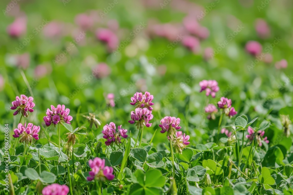 Clover Field. Lush Green Alfalfa and Lucerne in Spring Field Clover Field. Lush Green Alfalfa and Lucerne in Spring Field