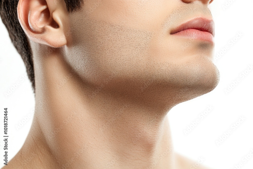 Obraz premium A close-up shot of a person's face with their eyes shut, ideal for use in editorial or commercial content