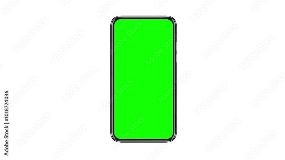 A smartphone flies from the side and activates a green screen display. Mockup animation of phone with chroma key display A smartphone flies from the side and activates a green screen display. Mockup animation of phone with chroma key display