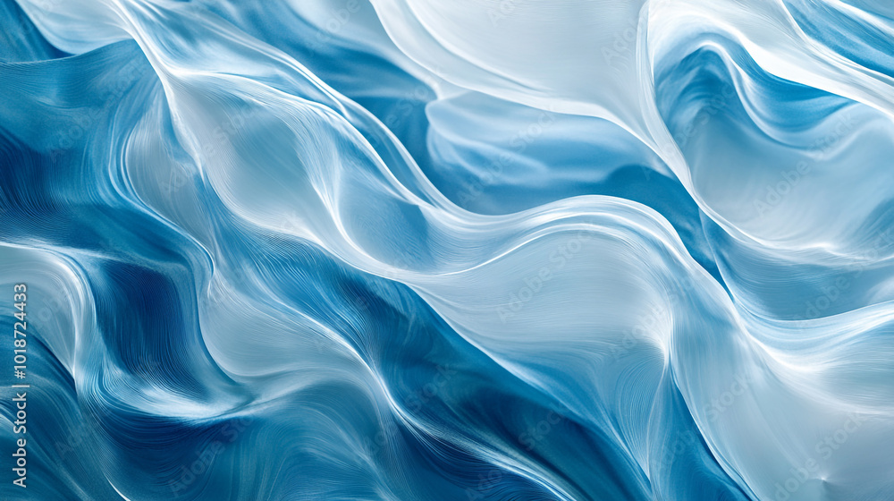 Flowing blue waves capturing sunlight in a serene, tranquil moment of nature's beauty Flowing blue waves capturing sunlight in a serene, tranquil moment of nature's beauty