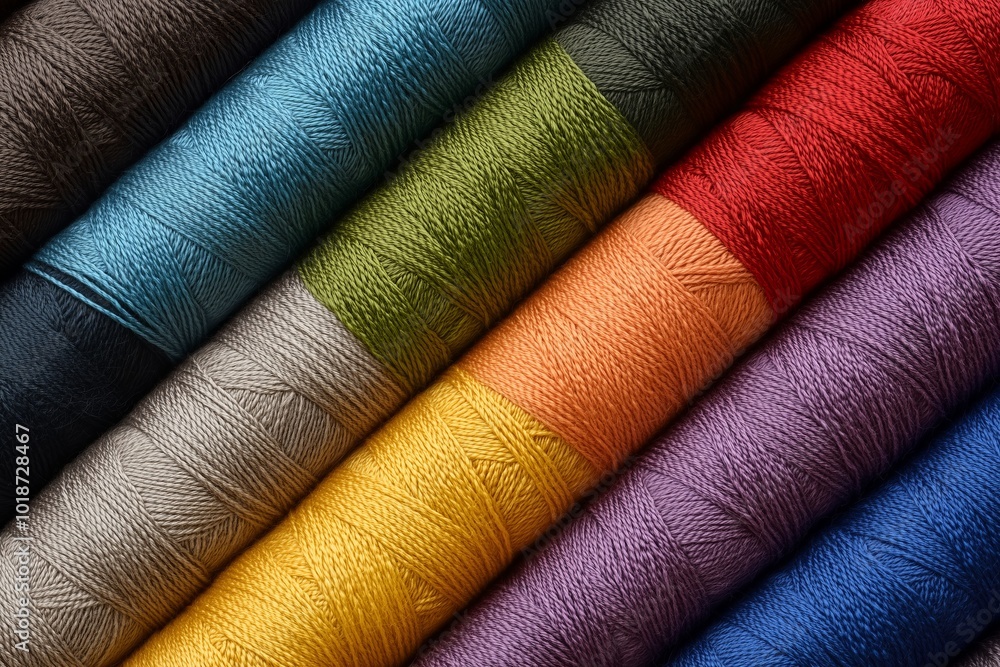 Threads in a tailor textile fabric background with colorful cotton threads of all colors Threads in a tailor textile fabric background with colorful cotton threads of all colors