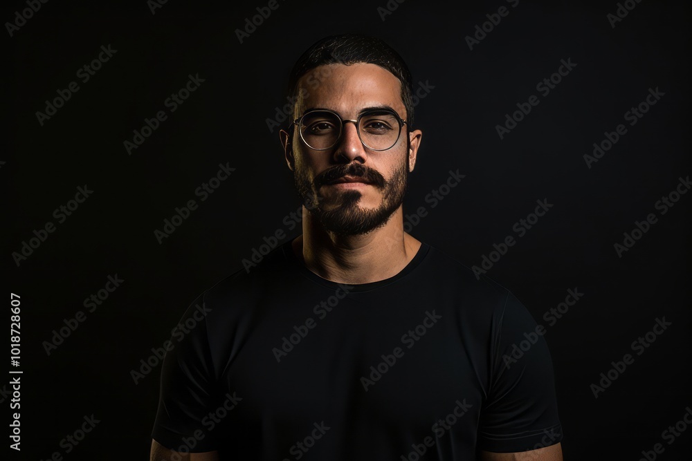 Portrait of a handsome bearded man in glasses on a black background Portrait of a handsome bearded man in glasses on a black background