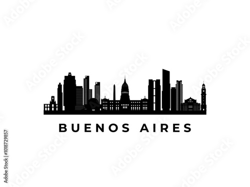 Vector Buenos Aires skyline. Travel Buenos Aires famous landmarks. Business and tourism concept for presentation, banner, web site.