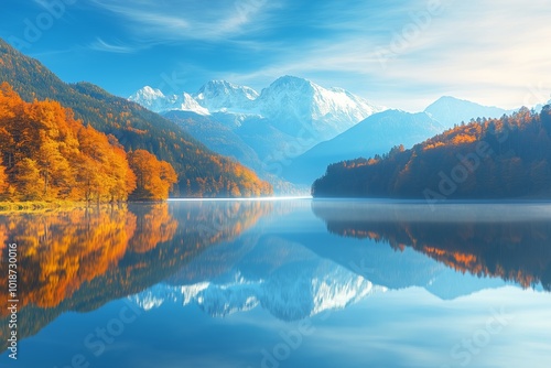 Unbelievable morning view of Jasna lake. Bright autumn scene of Julian Alps, Gozd Martuljek location, Slovenia, Europe. Wonderful landscape of Triglav National Park. Traveling concept background  photo