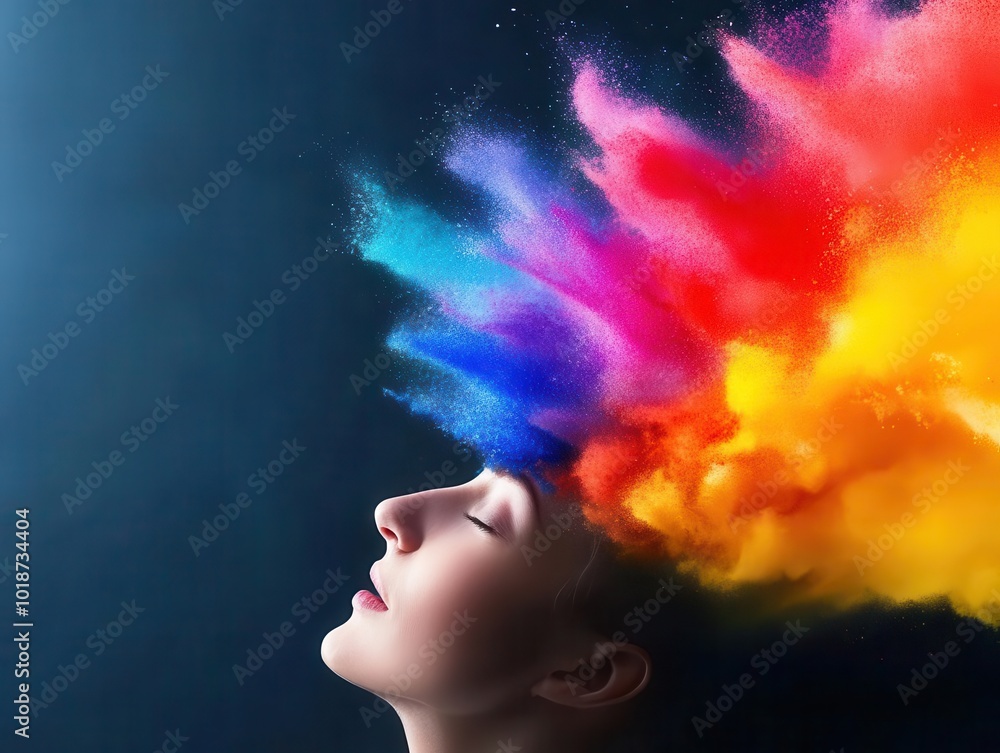 Creative explosion of colors symbolizing vibrant thoughts and emotions. Creative explosion of colors symbolizing vibrant thoughts and emotions.