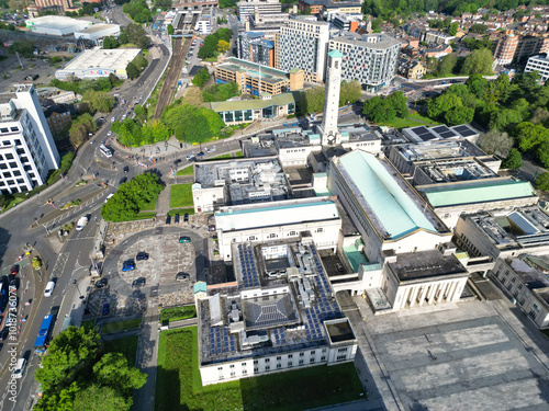 Aerial View of Southampton Port City of South England Coast, United Kingdom. May 17th, 2024. Drone's Camera Footage from Altitude.