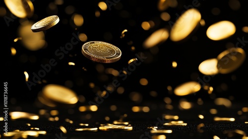 A mesmerizing display of falling gold coins creating a dynamic visual effect