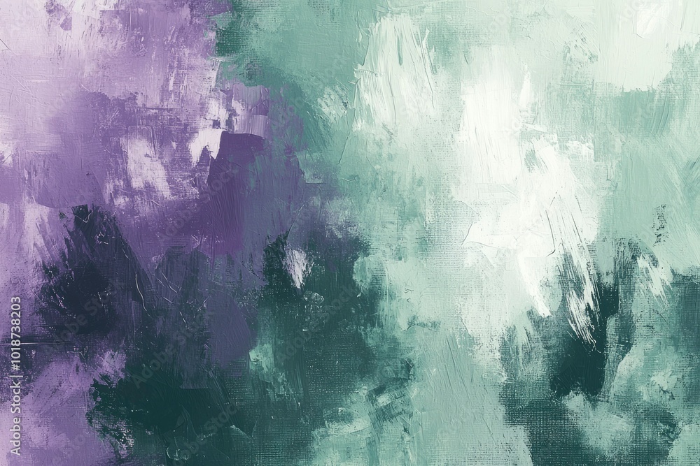 Fototapeta premium Abstract Painting with Purple, Green, and White Strokes