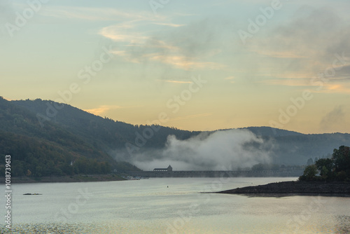 View to the dam of the german lake called Edersee