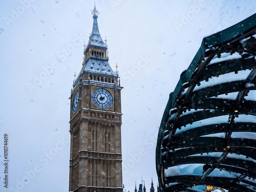 Big Ben Tower Under Winter Snow