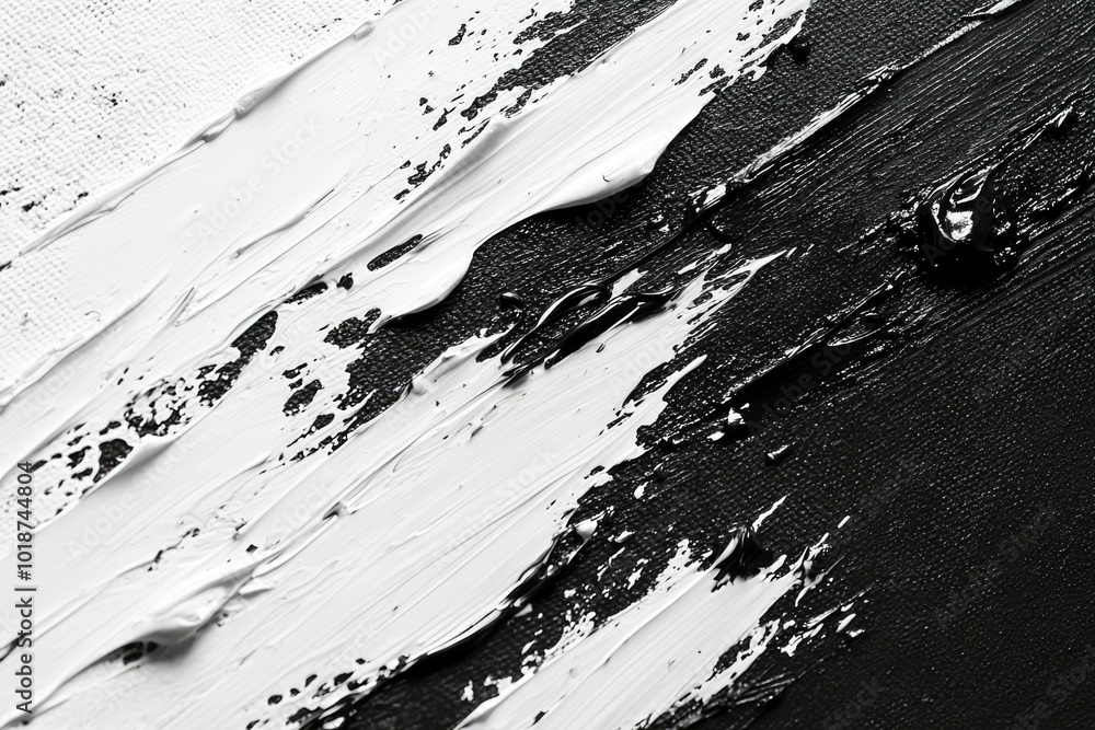 Black and White Acrylic Paint Swirls on Canvas Black and White Acrylic Paint Swirls on Canvas
