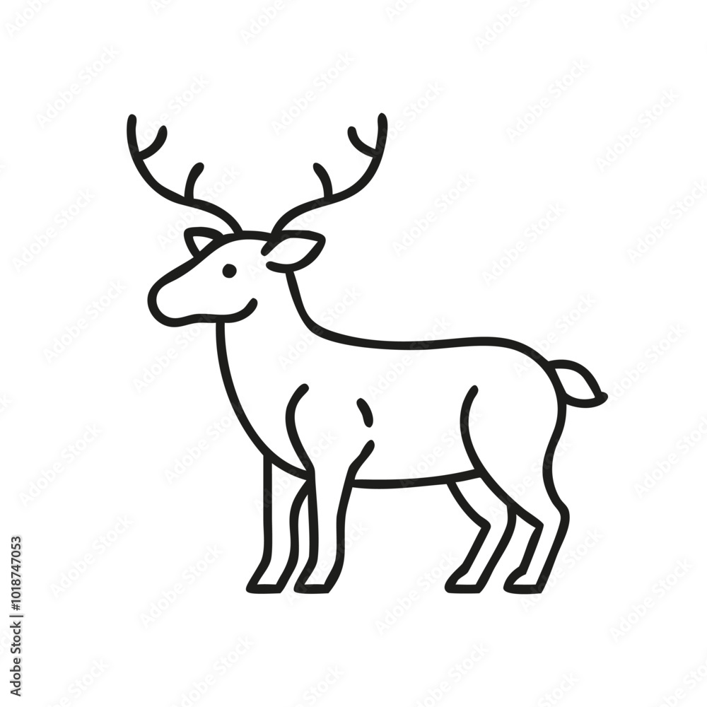 Minimalist black outline of a deer icon on a white background, perfect for design projects and nature themes, Minimalist black outline of a deer icon on a white background, perfect for design projects and nature themes,