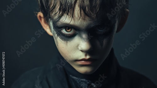 Boy make up as evil for halloween party