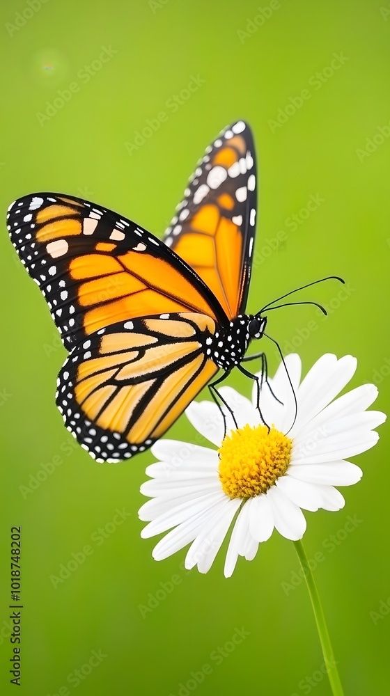 Fototapeta premium Butterfly Hovering Over Blooming Flower