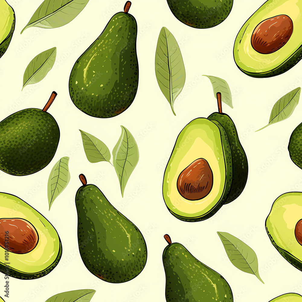 Fresh and natural avocado pattern Fresh and natural avocado pattern