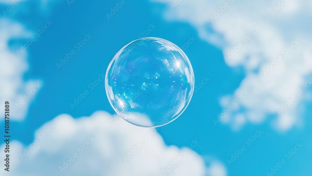 Single Bubble Floating Against Blue Sky Single Bubble Floating Against Blue Sky