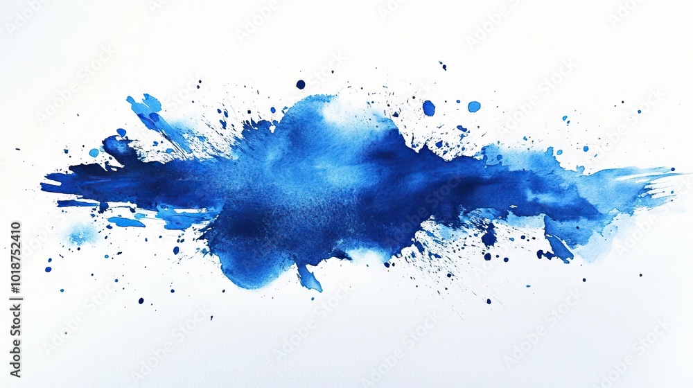 Vibrant blue watercolor splash on a white background, perfect for artistic designs. Vibrant blue watercolor splash on a white background, perfect for artistic designs.