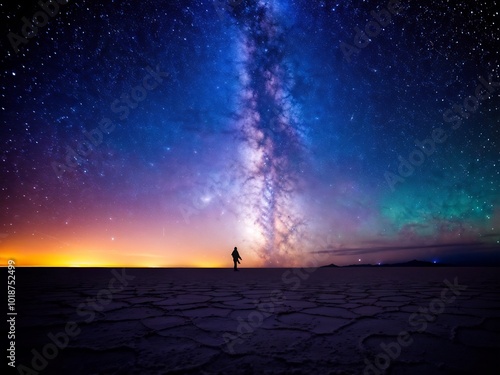 Wallpaper Mural Silhouette of a Traveler Under the Milky Way Torontodigital.ca